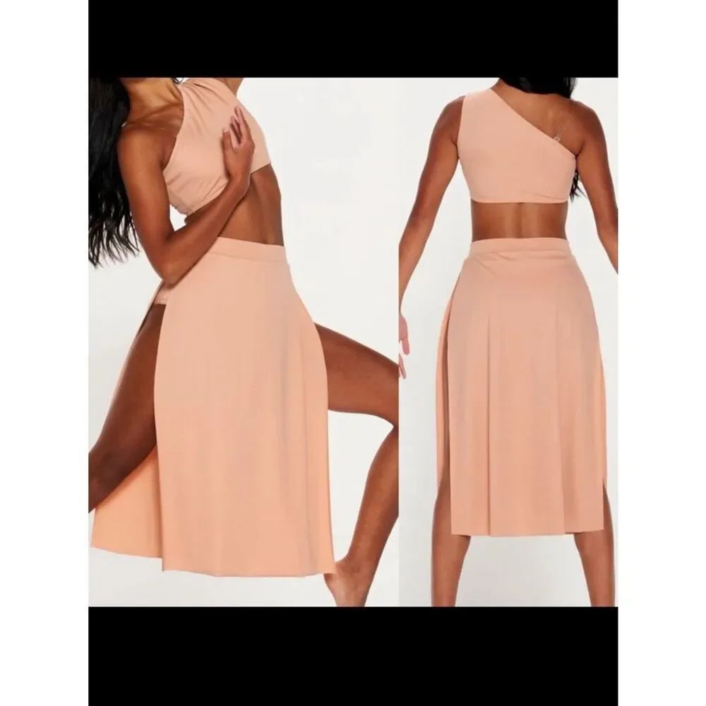 Kelle dance solo custom costume blush 3 piece GODDESS 7046 skirt top trunks LC